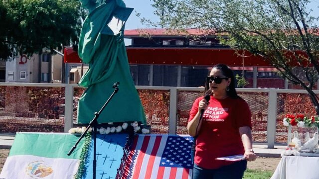 Selina Saenz speaking at an event