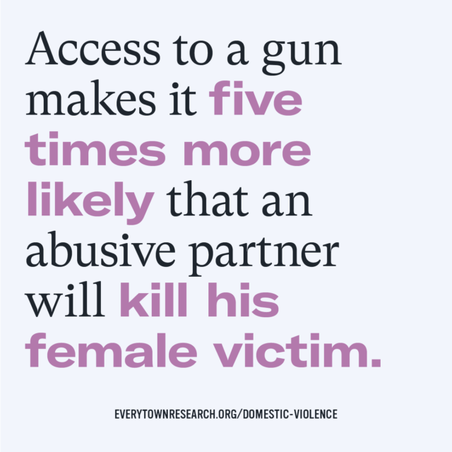 Access to a gun makes it five times more likely that an abusive partner will kill his female victim.