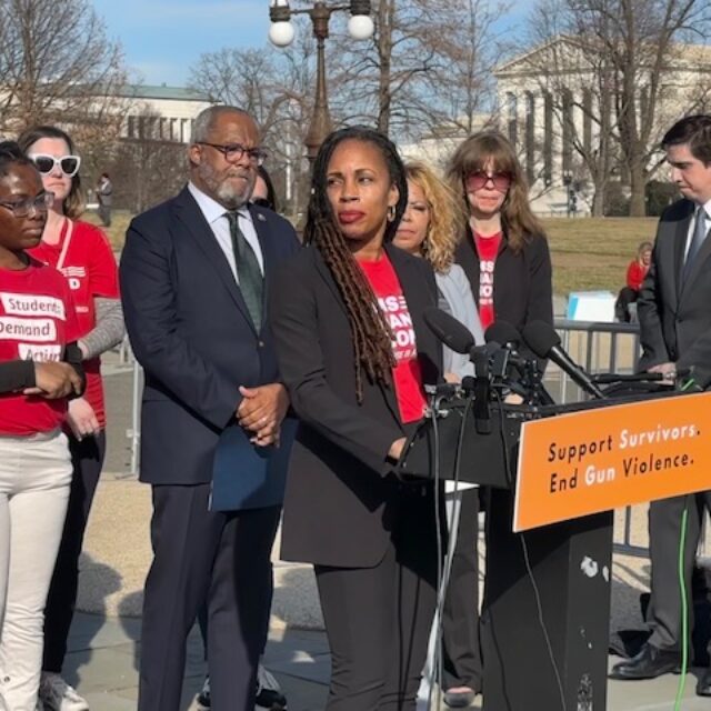Angela Ferrell-Zabala stands behind a podium on Capitol Hill